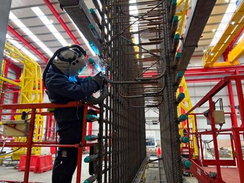 Welders at Laing O'Rourke's manufacturing factory in Avonmouth